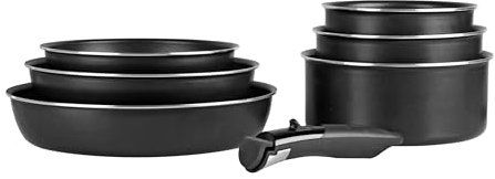 Sitram 716898 Batterie de cuisine 7 pcs Aluminium noir mat : manche amovible, 3 Poêles Ø20,24,28 cm, 3 Casseroles Ø16,18,20 cm - Revêtement anti-adhérent sans PFOA - Tous feux dont induction