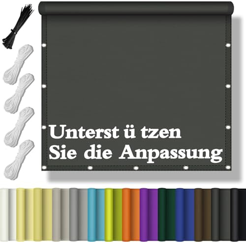 Sonnensegel Wasserdicht Rechteckig, Schattentuch UV-Schutz Sunsegel Reißfest Maschinenwäsche mit Ösen und Seil für Garten Balkon Terrasse Zaunblende AußEnbereich Schwimmbad 1.5x3M - Anthrazit