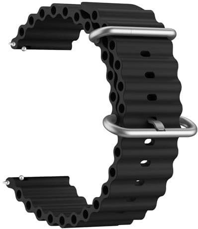 ZGCE Silikon Ocean Uhrenarmband 22mm Armband für Damen Herren, Schnellverschluss Watch Uhren Ersatzarmband, Weiches Wasserdichtes Sport Armbänder, Schwarz