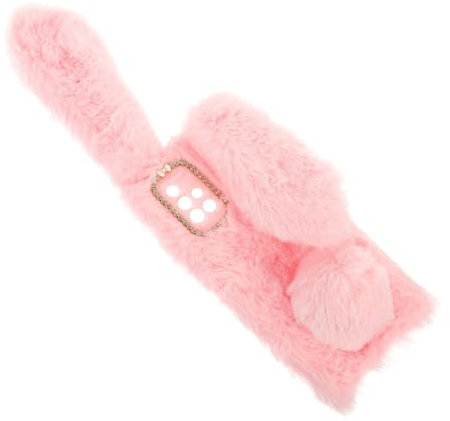 jojofuny Case Plush Rabbit Shape Rhinestone Phone Shell Shockproof Cover Warm Design for Phone Case Pink