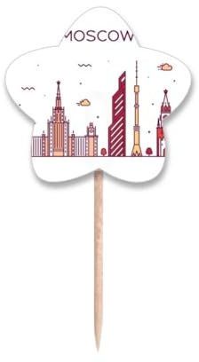 Moscú Rusia - Palillos de dientes planos con diseño de palillos de dientes, etiqueta de estrella, palillos para cupcakes