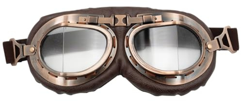 Ieron Motorradbrille, Fliegerbrille, Vintage, Steampunk, für Männer und Frauen, Cosplay-Kostüm, Retro-Pilotenstil (klare Linse)