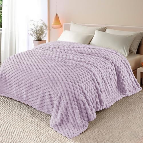 Whale Flotilla Double Size Blanket for Bed with Expanded 3D-Jacquard Pattern, 150X200 CM Fuzzy Soft Cozy Exquisite Blankets or All Season, Warm and Fluffy, Lilac