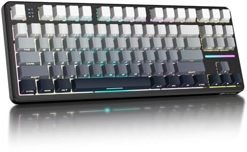 ATTACK SHARK X87 80% Teclado mecánico inalámbrico para Juegos, BT/2.4G/USB-C, Hot-Swap Gasket,Interruptor Lineal RGB de 4000mAh, tecla PBT con Degradado Grabado en el Lateral para PC/Mac-Negro Blanco