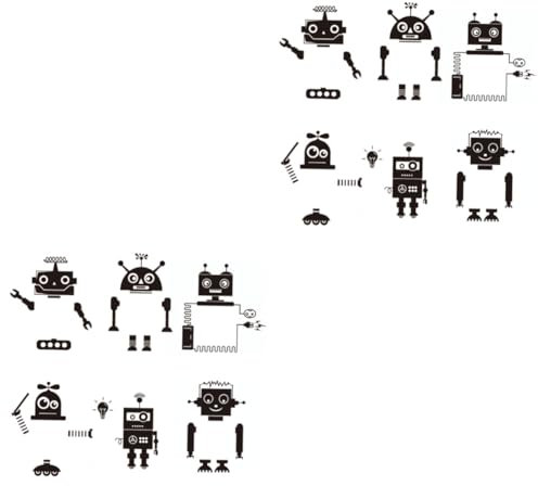 HAPINARY 12stücke Teiliges Kreatives Roboter Wandsticker Abnehmbar Für Kinderzimmer Und Wohnzimmer Farbenfrohe Dekoration Einzigartiges Design