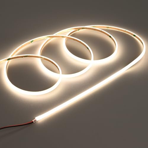 TOPAI Ultra Schmal 5×3mm Neon LED Streifen 5M Wasserdicht 4000K Naturweiß 24V Drei Seiten 180° Beleuchtung Selbstklebend CRI>90 320LED/M Punktfrei Flexibel & Schneidbar(Nur Streifen)
