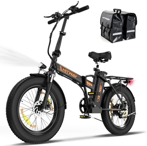 HITWAY Bicicleta Eléctrica para Adulto, 20×3,0/4,0 Fat Bike, Bici Electrica Plegable con 36V 12Ah/48V 15Ah Batería Extraíble, Alcance de 90KM/100KM, 7 Velocidades Ebike Urbana con Asistencia de Pedal