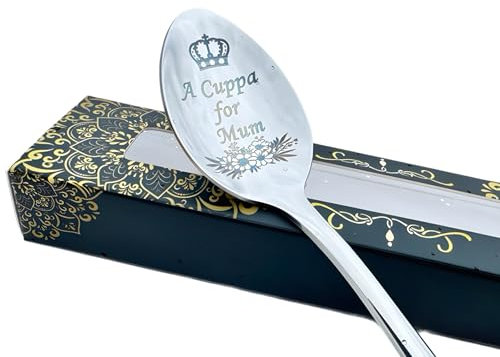 Personalised Engraved Teaspoon – Custom Text Gift for Mum – 7 Colours Available