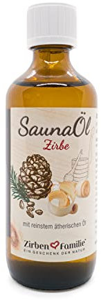 Zirben Familie® Saunaaufguss Zirbe 100ml | Saunaöl aus Zirbelkiefer | Sauna Aufgussmittel Naturrein | Saunazubehör für traditionelle und Infrarotsauna