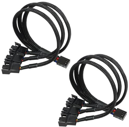Greacesrio Cavo Adattatore Splitter per ventole PWM, 30 cm, con Maniche Intrecciato Y Splitter Computer PC 4 Pin Cavo di Alimentazione prolunga Ventola Case 4-pin/3-pin Ventola di Raffreddamento