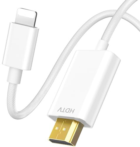 Cable Hdmi Lightning,1080P HDTV Cable Adaptador,Lightning to HDMI Adaptador, HDMI Cable para iPhone 14/13/12/11,Plug and Play-2M