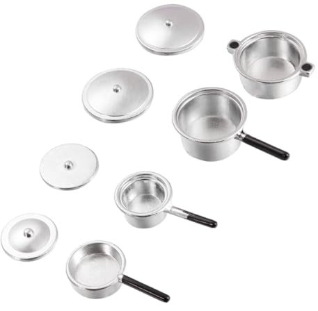 Yardwe 1Satz Mini Küchenartikel Teiliges Aus Metall Silbernes Kochgeschirr Für Rollenspiel Fantasievolles Zubehör Für Kleine