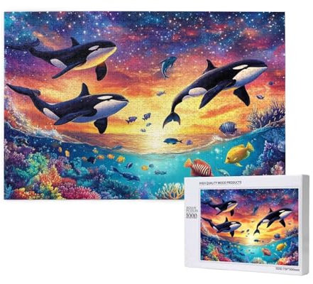Puzzle Meer Puzzle 4000 Teile Wal Holzpuzzle Erwachsene mit Schachtel und Poster, Schwieriges - Unterhaltsames - Herausforderndes Spiel - Geeignet für Anfänger, Geschenke für Männer/Frauen 2T-783