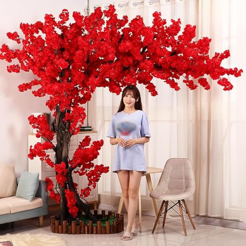 Árbol de cerezo artificial, decoración rosa profundo para paisajismo interior y bodas, cerezo falso grande para exhibición de árboles de deseos