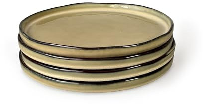 Scandi Home Oslo Ceramic Tableware Set – Reactive Glaze Finish – Oatmeal or Blue – 16 Piece, 12 Piece or Sets of 4 – Durable, Microwave & Dishwasher Safe Stoneware (Oatmeal, Side Plate)