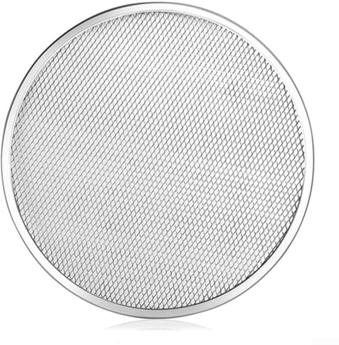 Setaccio per pizza in acciaio inox a maglia, teglie per pizza a maglia, teglia per pizza rotonda a rete, griglia, griglia senza cuciture, tappetino per la casa (35,6 cm)