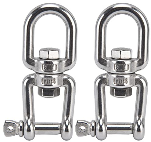 LIYJTK Stainless Steel Rotating Ring Snap Detachable Chain Shackle Hooks 360° Rotation Hammock Swing Yoga Seat