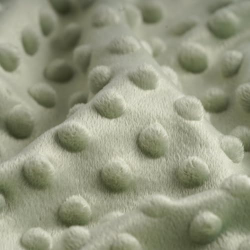 Minky-Fleece Punkte Salbeigrün - 100% Polyester - Stoffdichte : Schwer 250 g/m2-150 cm Breite - Meterware