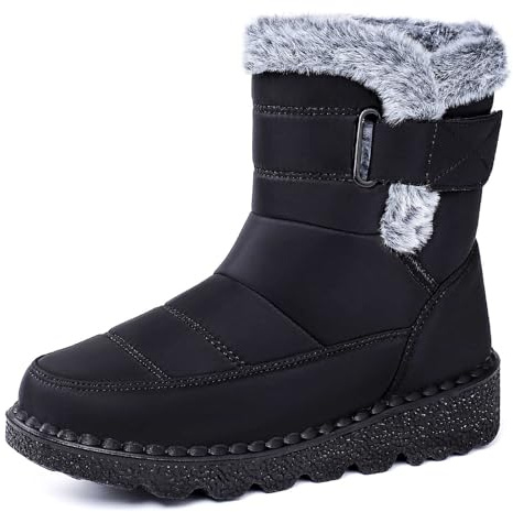 Fulidngzg Stivali da Neve Donna Invernali Impermeabili Pelo Calde con Bassi e Strappo Stivaletti Dopo Sci Antiscivolo Scarpe Neve Antinfortunistiche Sneakers Eleganti Casual per Montagna Trekking
