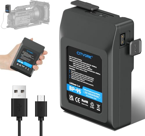 CITYORK V-Mount/V-Lock Battery-Akku für SmallRig BMPCC 4k 6k, für Sony Canon Camera/BMPCC 4k Camcorder/DSLR Monitor, Videokamera, VideoBroadcas mit PD Typ-C/D-Tap/BP/USB-A/USB-C/Dual-DC Anschluss