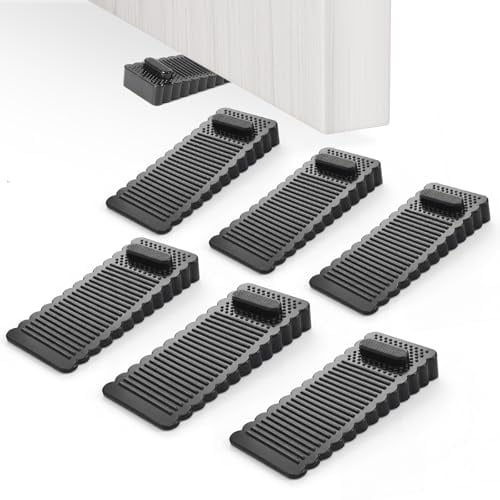 Oderra Cale Porte Sol PVC, Noir, 6 Pièces | Réglable en Hauteur, Empilable, Bloque Porte pour Tous Types de Portes et Sols