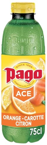 PAGO - Jus de Fruits Orange Carotte Citron Savoureux et Rafraîchissant, Bouteille 75cL