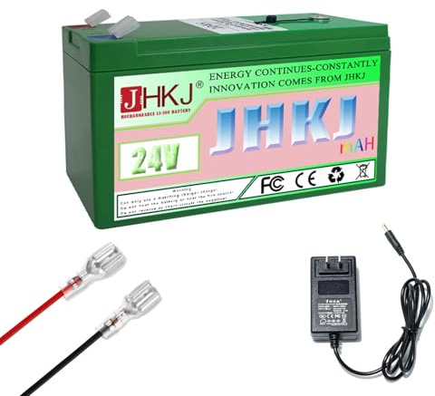 JHKJ 24V 6Ah 8Ah 10Ah 12Ah Lithium Battery Pack 24V Outdoor Portable Lithium Battery with Charger and Adapter Cable 24 Volt Power Bank for Sprayer