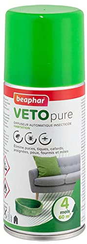Beaphar – VETOPURE – Diffuseur automatique insecticide habitation + Géraniol – Tue les insectes volants, rampants, les œufs et larves – Permets de traiter 60m2 – Protection de 4 mois – 150 ml