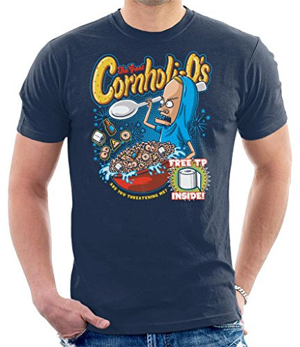 Cornholios Cereal Beavis and Butt Head Men's T-Shirt Navy Blue