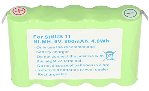 Akku kompatibel mit universal Siemens Sinus 11, NiMH, 6V, 800mAh, 5 x AA, Insert Pack mit Soldering Tag