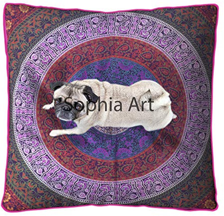 Sophia-Art 6 Farben Mandala Tapisserie Meditationskissen Boho Boho-Bodenkissen Handgefertigtes Kissen Boho Sitzkissen Pouf Ottoman Indian Pillow Shams Boho Mandala Hundebett