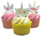 16 Stand Up Unicorn Flower Horns and Eyes Themed Edible Wafer Paper Cake Toppers Decorations