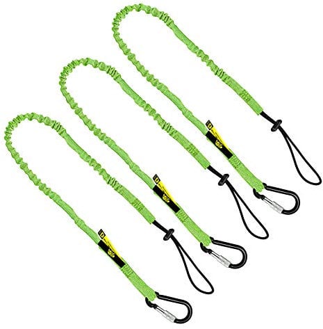 Cordino per attrezzi di sicurezza a 3 piedi, resistente, con moschettone, estremità regolabile, ultra resistente, materiali di alta qualità, ideali per ponteggi, attrezzi, costruzione (3)