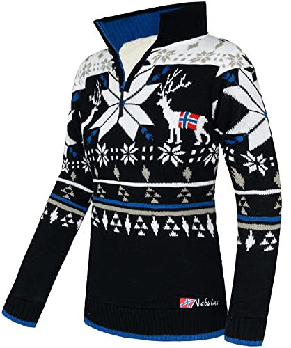 Nebulus Strickpullover mit Fell Fria Damen, schwarz-wei� - M(38)