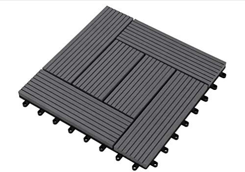 Gartenwelt Riegelsberger Premium WPC Terrassenfliese Anthrazit 30x30x2,1 cm Balkonfliese Einzelfliese Stecksystem Mosaik