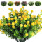 RECUTMS 8 Bundles artificial flowers plastic for garden Faux Outdoor Plant Plastic yellow artificial flowers outdoor artificial Lotus Flowers Eucalyptus for Home Garden Decor (Yellow)