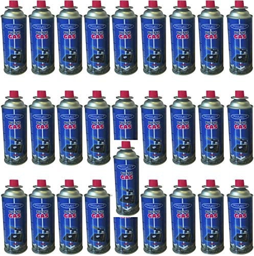POLYFLAME Set mit 28 Stück Butano Gaskartuschen, 220 g, Betrieb auch in horizontaler Position, geeignet für den Einsatz auf Gasherden, Smart Line