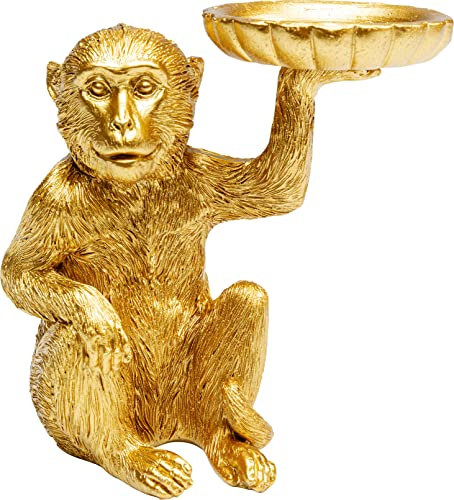 Kare Design Deko Figur Monkey Tealight Holder, Gold, Teelichthalter, Accessoire, Deko Objekt, Affen Motiv, Wohnzimmer, Schlafzimmer, 11x11x7 cm (H/B/T)