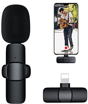 USB Funkmikrofon, tragbares Lavalier-Mikrofon und -System einstecken und verwenden, Mini-Wireless-Mikrofon für Videoaufnahmen iPhon-e iPa-d, Androi-d Smartphone, Computer (iPhon-e-Schnittstelle)