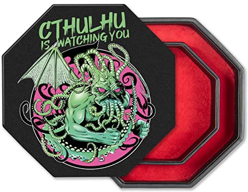shibby Würfelbrett mit Würfel-Ablage und Deckel für alle Tabletop Spiele - 23,5cm (Cthulhu Grün)