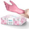 Hand-E Touch Disposable Pink Nitrile Gloves Medium, 100 Pack -Powder and Latex Free Gloves