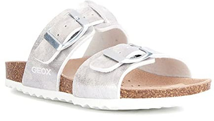 Geox Mädchen J Adriel Girl Sandal, Silber, 25 EU