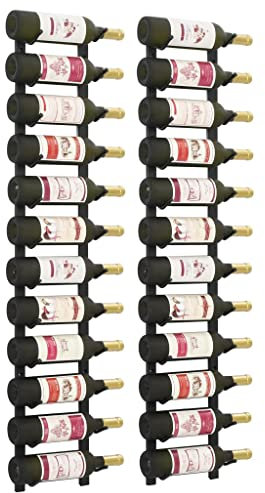 Makastle 2X Weinregal Wandregal Flaschenständer Weinflaschen Flaschenregal Metall Schwarz Wand Dies 120 cm für 12 Flaschen Flaschenhalter, Aufbewahrungsregal für Küche Bar Keller, Schwarz Eisen
