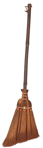 PATKAW Palm Broom Natural Whisk Broom Soft Handmade Broom Vietnamese Broom Cleaning Brush with Wood Handle Indoor Outdoor Broom for Home Courtyard Garage Lobby
