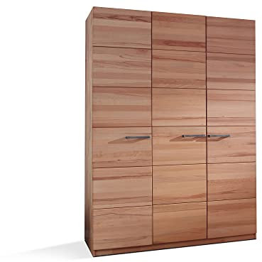 moebel-eins KIMA Kleiderschrank, Material Massivholz, Kernbuche geölt, 3-türig