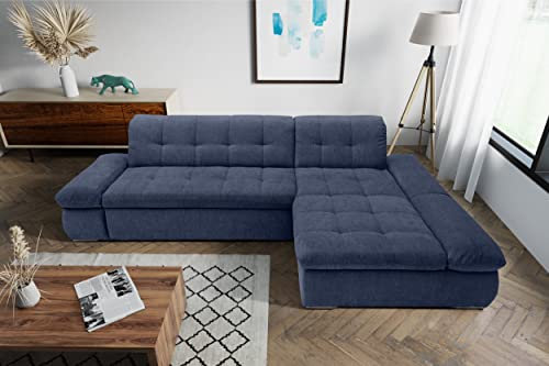 DOMO. collection Ecksofa Moric, Couch in L-Form, Eckcouch, Sofa in L-Form 300 x 172 x 80 cm (BxTxH), dunkelblau