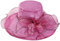HIQIU Organza Hut Damen Breite Krempe Sommerhut Strandmütze, Ladies Elegant Sonnenhüte Fascinator Kirche Derby Hochzeit Party Hut (Rosa)