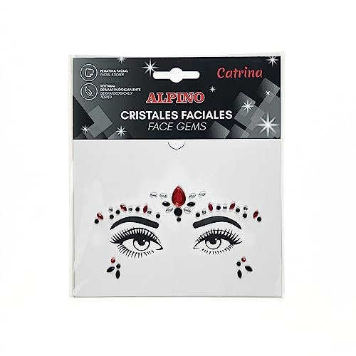 Alpino Gemas Faciales Adhesivas Catrina | Pegatinas Brillantes para la Cara | Maquillaje para Festivales, Carnaval y Halloween | Pegatinas faciales Brillantes