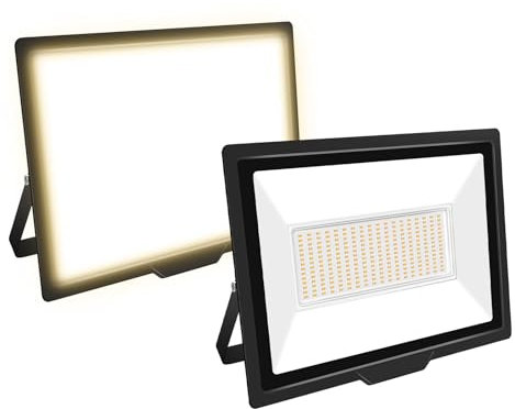 Willpower 2pcs Foco LED Exterior 200W 20000LM Proyector LED Impermeable IP66 Luz LED Exterior 3500K Bianco Caldo Luz de Inundación Luz de Seguridad Iluminación para Garaje Patio Jardín Terraza