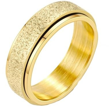 Homxi Anillos para Mujer Acero Inoxidable Grabado Personalizado,Anillos Redondo 6MM con Mate Anillos Oro Anillos Talla 22(62mm)